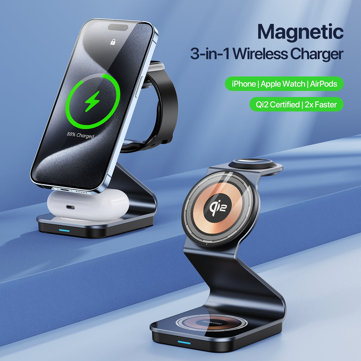 BTHG C03 - DUZZONA W21 3-in-1 Magnetic Wireless Charger (Black) - detail 1