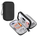 BTHG P01 black tech pouch shown closed and open with organized cables and accessories