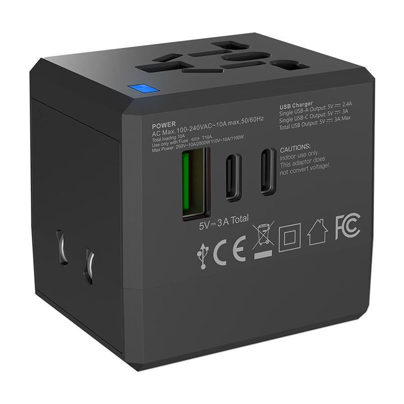 BTHG T01 - Travel Adapter USB-C + USB-A, 3.4A (Black) - product view